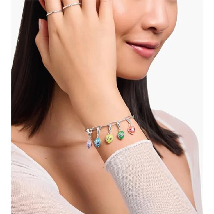 THOMAS SABO Charm-Anhänger Alienkopf, Silber mit blauer Kaltemaille und Steinen – Bild 3