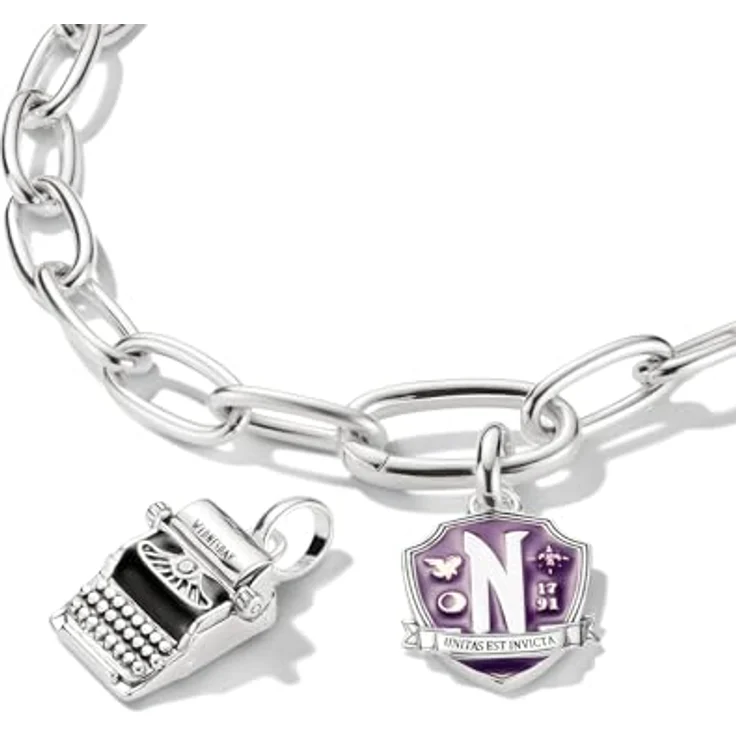 THOMAS SABO Wednesday Schreibmaschine Charm - Connect, aus recyceltem Silber 925 mit schwarzer Emaille und Zirkonia (synth) – Bild 3