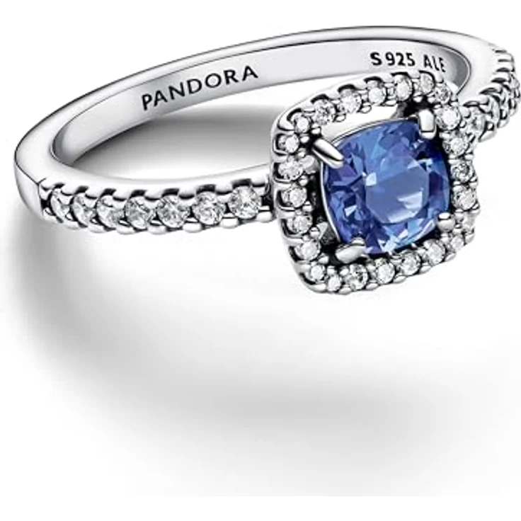 PANDORA Damen-Ring Funkelndes Quadrat, Silber mit blauen Zirkonia, Ringgröße 50/15,9 – Bild 2