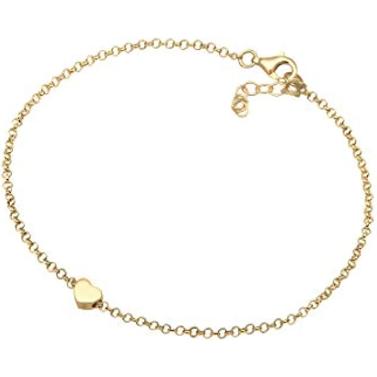 Elli Armband Damen mit Herz Anhänger Basic, 925 Sterling Silber vergoldet, 16 cm, handgefertigt, anlaufgeschützt – Bild 2