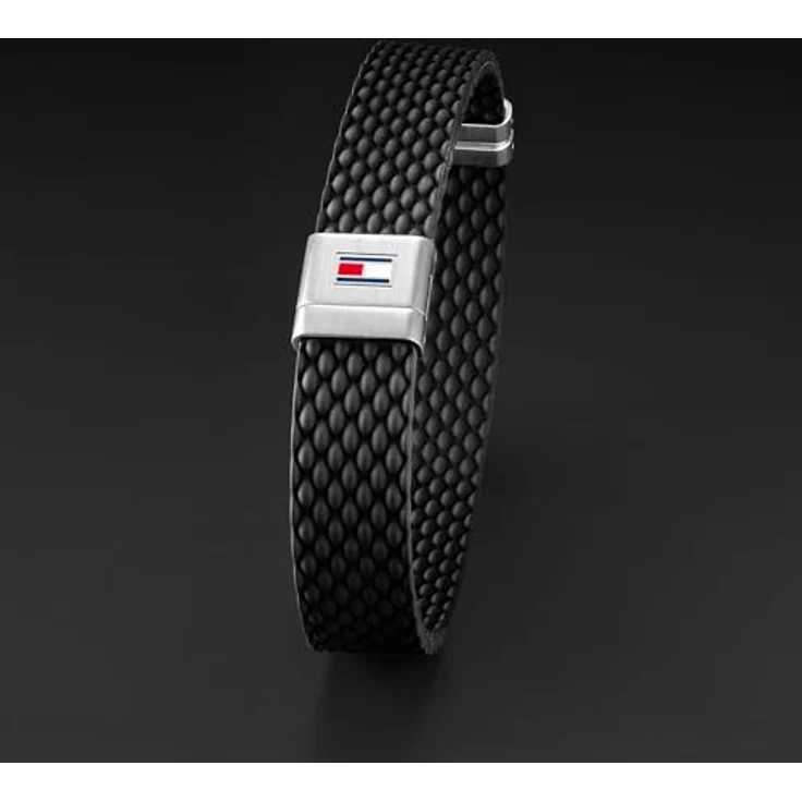 Tommy Hilfiger Jewelry Herren-Armband aus Silikon mit Edelstahlverschluss, schwarz oder blau, Innenumfang 19,5 cm, Magnetverschluss – Bild 3