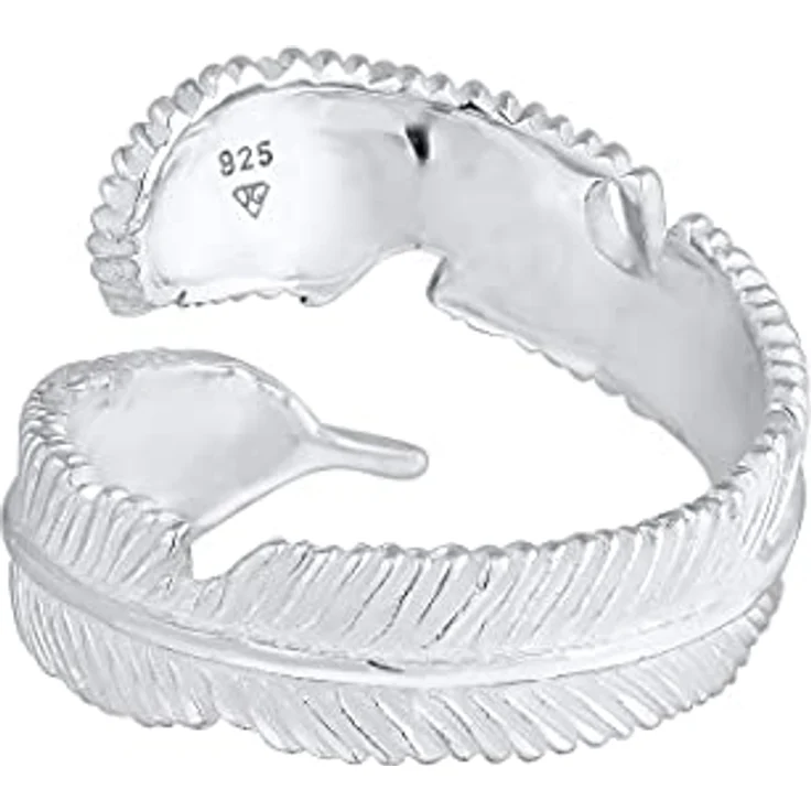 Elli Wickelring Damen, Feder Look in 925 Sterling Silber, handgefertigt und hochglanzpoliert – Bild 5