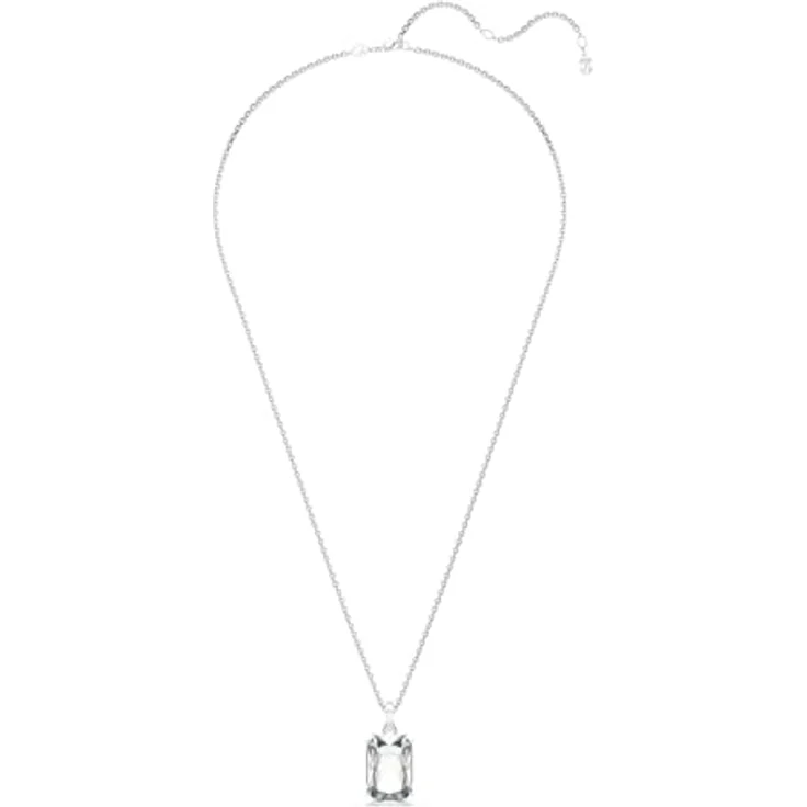 Swarovski Millenia Anhänger, Rhodinierte Damenhalskette mit klarem Kristallelement im Oktagon-Schliff und kanalgefassten Kristallen, Länge: 65-75 cm – Bild 2