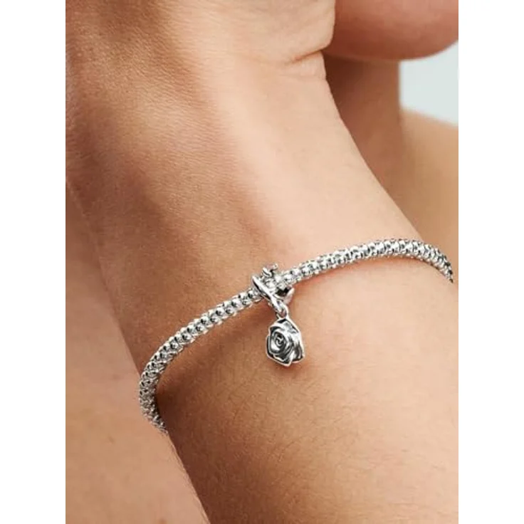 PANDORA Moments Blühende Rosen Charm-Anhänger, Sterling Silber mit dreidimensionaler Rose, kompatibel mit Moments Armbändern, 793213C00 – Bild 5
