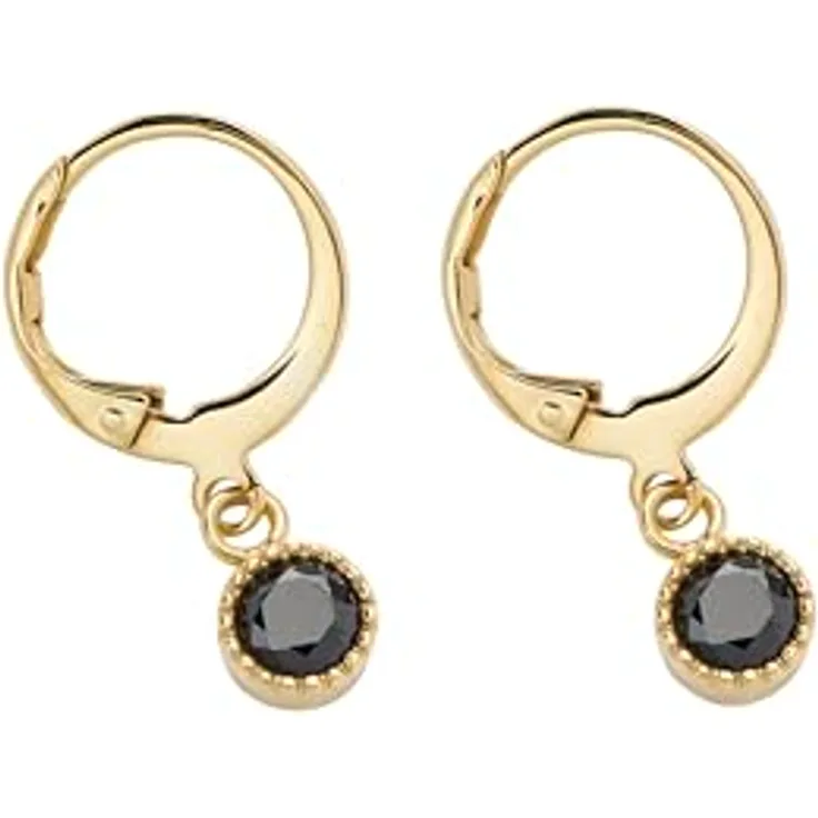 JEWELS BY LEONARDO Ciao Lola Ohrhänger, goldfarbener Edelstahl mit beweglichem schwarzem Glaskristall, 1 Paar, Schmuck Geschenk für Frauen, 018783