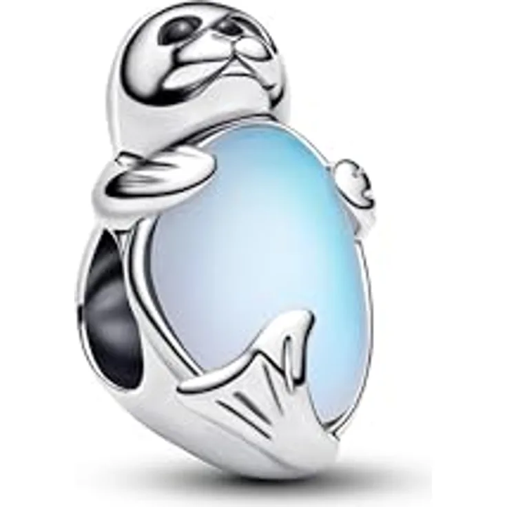 PANDORA Moments Robbe Charm, Sterling-Silber mit künstlichem Kristall und Mondstein-Glas, Kompatibel mit Moments, 794146C01
