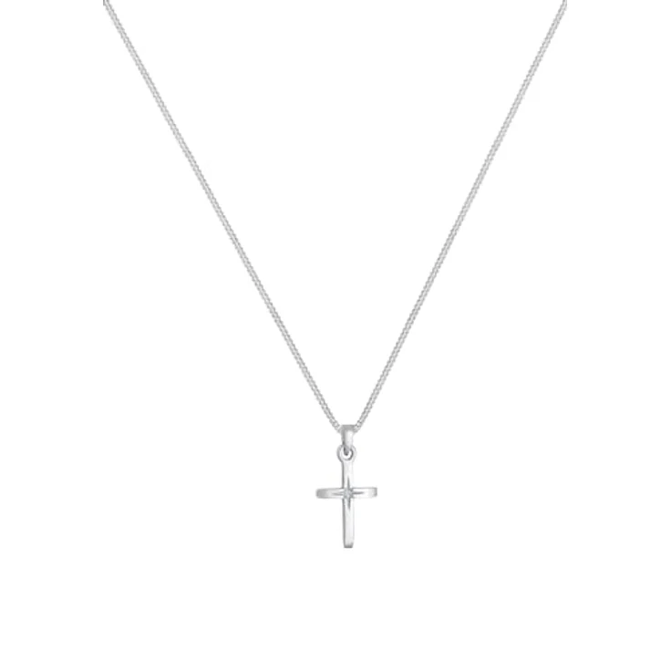 Elli Halskette Damen Kreuz Anhänger mit Sterngravur Glaube, 925 Sterling Silber vergoldet, anlaufgeschützt, handgefertigt – Bild 2