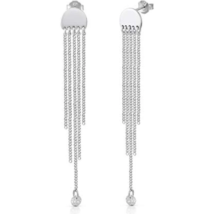 Zeeme Silber Damen Ohrringe 925/- Sterling Silber, 7,0cm, glänzend mit weißen Zirkonia-Steinen, rhodiniert – Bild 1