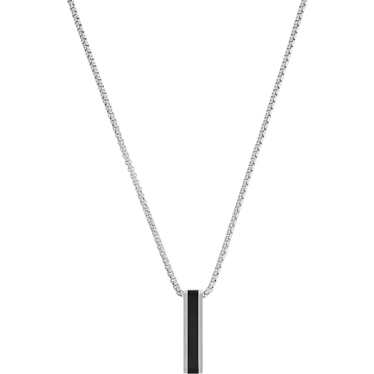 s.Oliver Kette mit Anhänger aus Edelstahl, Herren Halsschmuck, 55+5 cm, Silber, Geschenkbox, 2035796