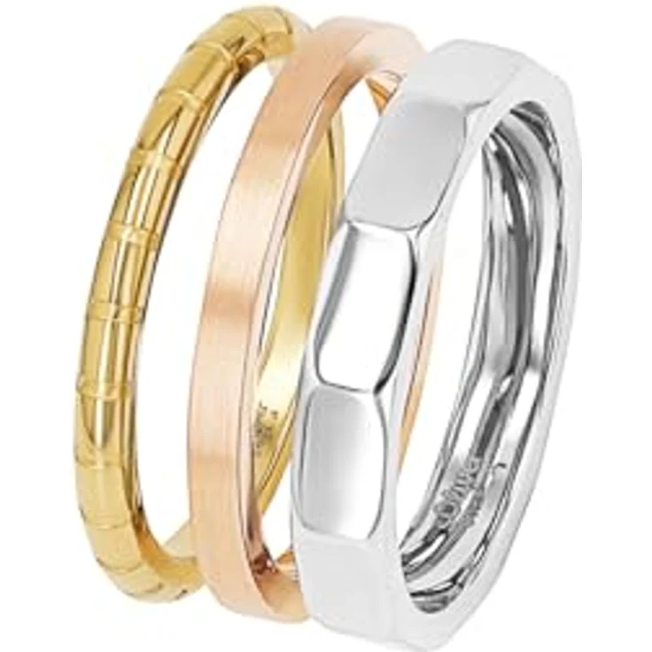 s.Oliver Damenring Tricolor Edelstahl, 7,5 mm breit, kommt in Schmuck Geschenk Box, 2038890 – Bild 2