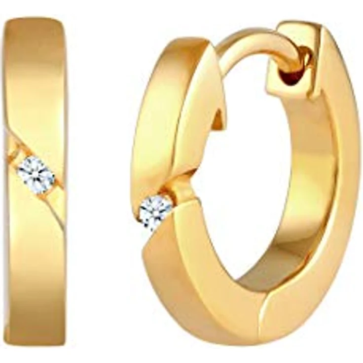 DIAMORE Ohrringe Creolen Basic mit Diamant (0.04 ct.) in 925 Sterling Silber, elegant und handgefertigt – Bild 2