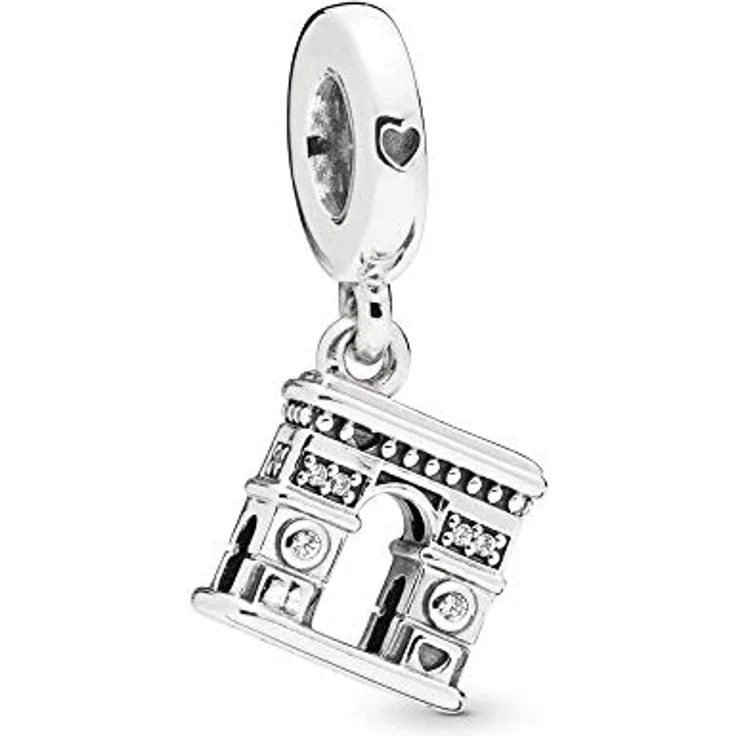 PANDORA Arc de Triomphe Bead Charm, 925 Sterling Silber mit glitzernden Steinen, 9,5 mm x 9 mm x 5 mm – Bild 1