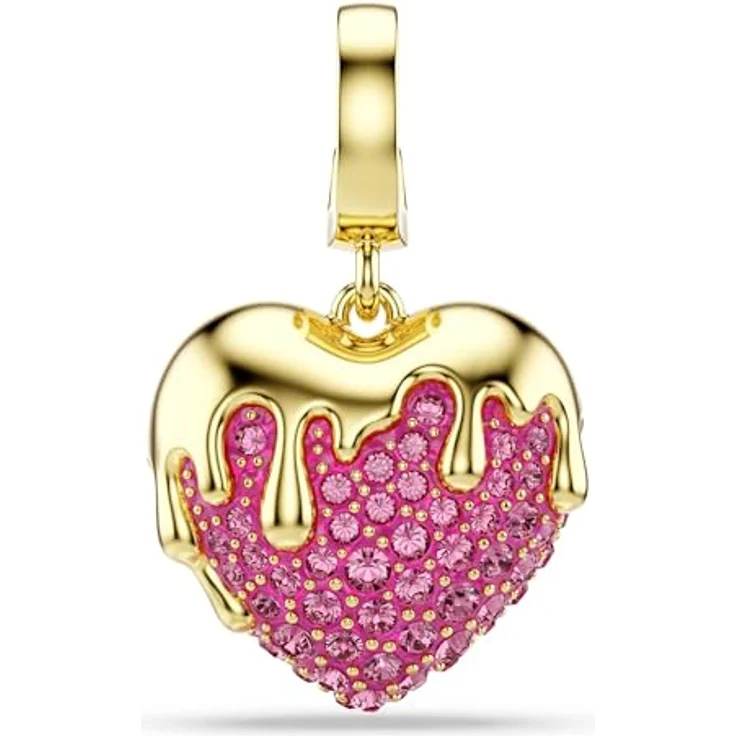 Swarovski Idyllia Charm, Herz in Rosa mit Rundschliff, 18K Goldbeschichtung und klaren Kristallen – Bild 1