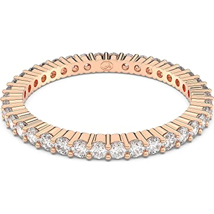 Swarovski Matrix Vittore Ring, Rosé Vergoldeter Damenring mit Strahlenden Swarovski Kristallen, Weiß