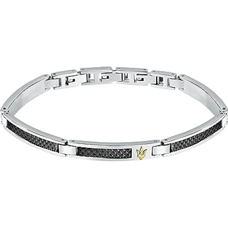 Maserati Herrenarmband JM423AVD24, aus Stahl mit IP-Schwarz und IP-Gelbgold, 18,5+3 cm, ikonischer Dreizackverschluss – Bild 1