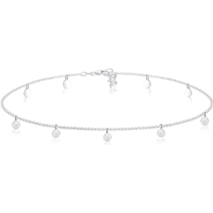 Elli Halskette Damen Choker Geo Kreis Basic Matt Coin, 925 Sterling Silber, handgefertigt und anlaufgeschützt