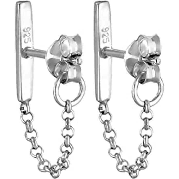 Elli Ketten-Ohrstecker Geo Basic, trendige Damen-Ohrringe aus 925 Sterling Silber, hochglanzpoliert, handgefertigt – Bild 4