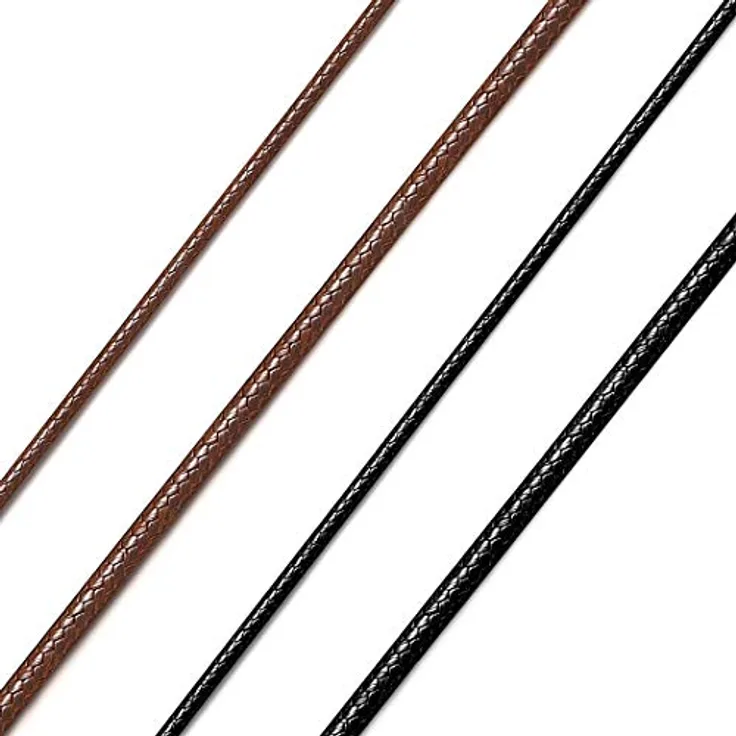 Richsteel Lederkette Herren Halskette, Schwarz/Braun, 2/3mm breit, mit 316L Edelstahlverschluss, Länge 40-76cm, ideal als Männergeschenk