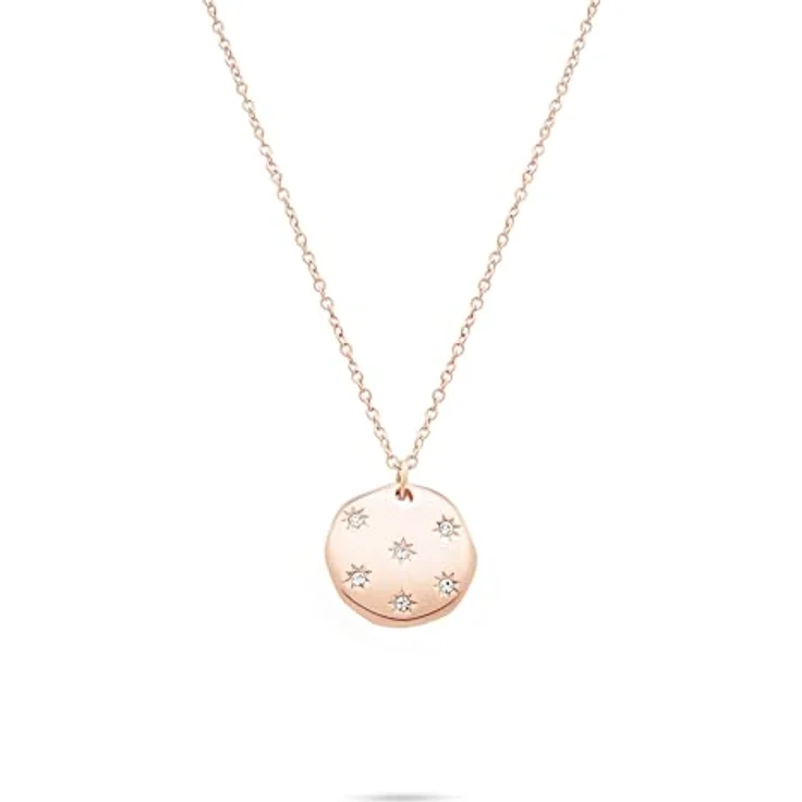 Tamaris Damen Halskette TJ-0647-N-45, Edelstahl IP Roségold mit Plättchenanhänger und Zirkoniasteinen, 45 cm – Bild 1