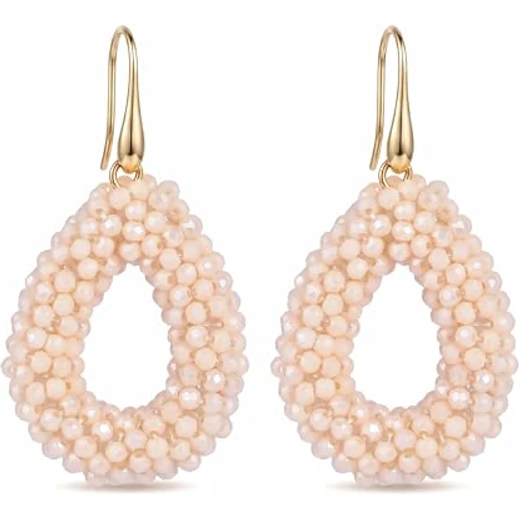 Elegance 11 designs Begie Boho Hängeohrringe, tropfenförmige Reisperlen, leichte und hypoallergene Damenohrringe in 6 Farben