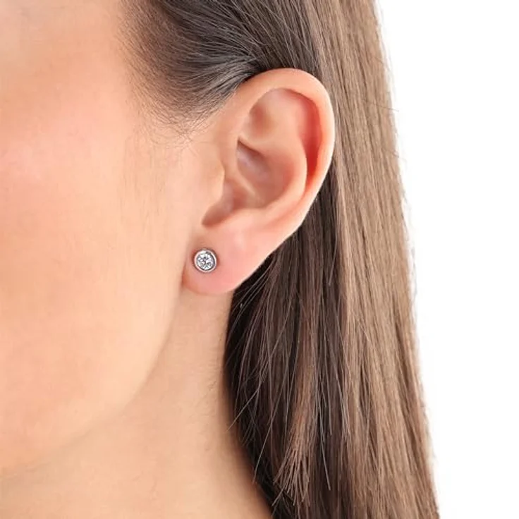 s.Oliver Ohrringe für Damen, Sterling Silber 925, Rhodiniert, Zirkonia mit sicherem Steckverschluss, 6x6 mm, Geschenkbox inklusive – Bild 3
