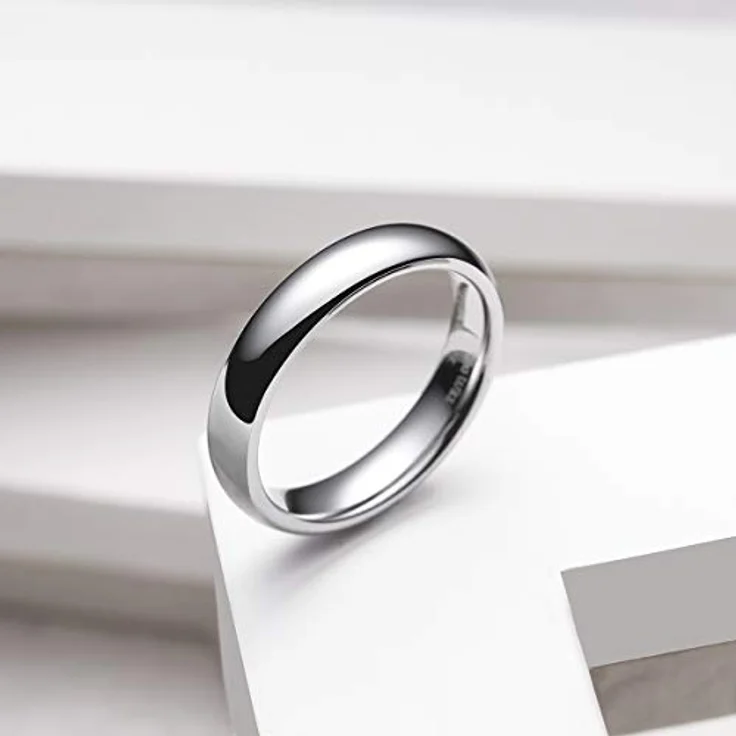 King Will Herrenring, 6 mm breiter Wolframcarbid-Ring mit hochglanzpolierter Oberfläche, silber – Bild 3