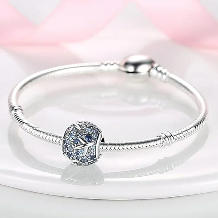 Pandach Charm Anhänger aus 925 Sterling Silber, Zirkonia Beads für Armband und Halskette, kompatibel mit europäischen Charm-Armbändern für Frauen und Mädchen – Bild 2