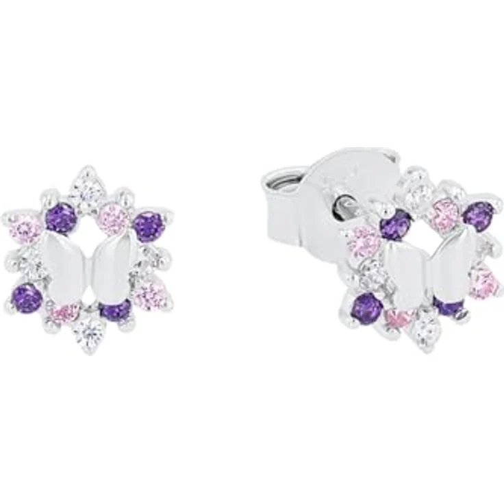 Prinzessin Lillifee Paar Ohrstecker Schmetterling, 925 Sterling Silber mit Zirkonia, 7 mm – Bild 1