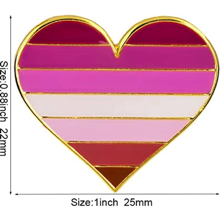 Sinwinkori 5 Stück Lesben Stolz Herz Abzeichen Brosche, Emaille Anstecknadel, langlebig und hochwertig, 25 mm x 22 mm – Bild 2
