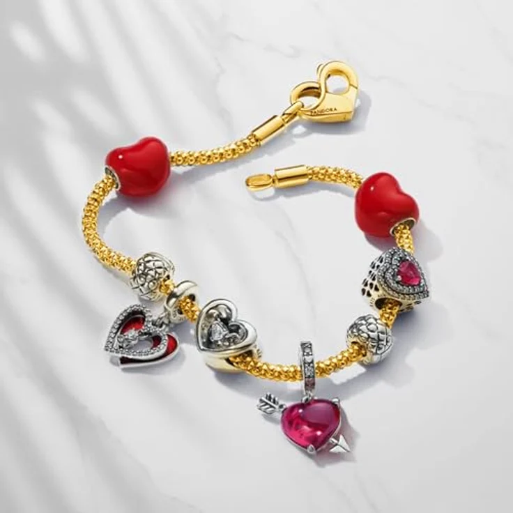 APUUESN Infinity Nietenketten Charms Anhänger Armband Herz 20CM aus Sterling Silber S925, goldfarben, hypoallergen, Geschenkbox für Damen – Bild 5