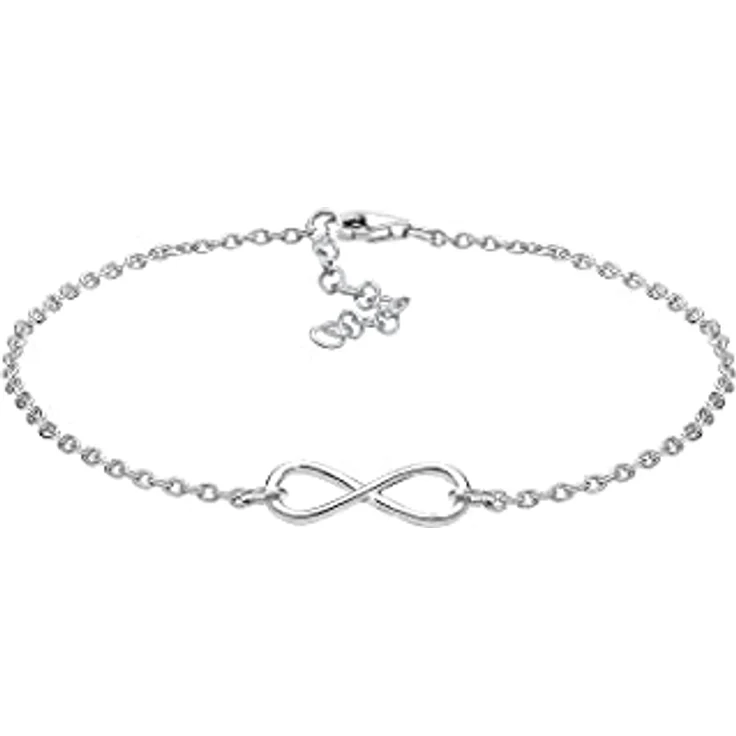 Elli Damen Armband mit Infinity Unendlichkeitszeichen aus 925 Sterling Silber, handgefertigt, anlaufgeschützt, hochglanzpoliert, in türkiser Samtverpackung – Bild 1
