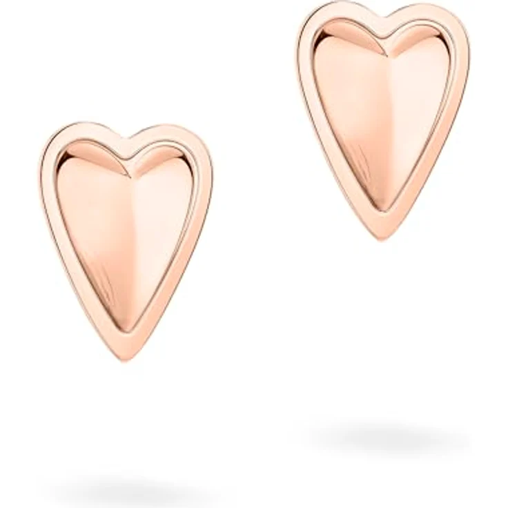 LIEBESKIND BERLIN Metal Heart Ohrring, Ohrstecker Edelstahl IP Roségold, 1,5 cm, Steckverschluss, wasserfest & hautfreundlich – Bild 3