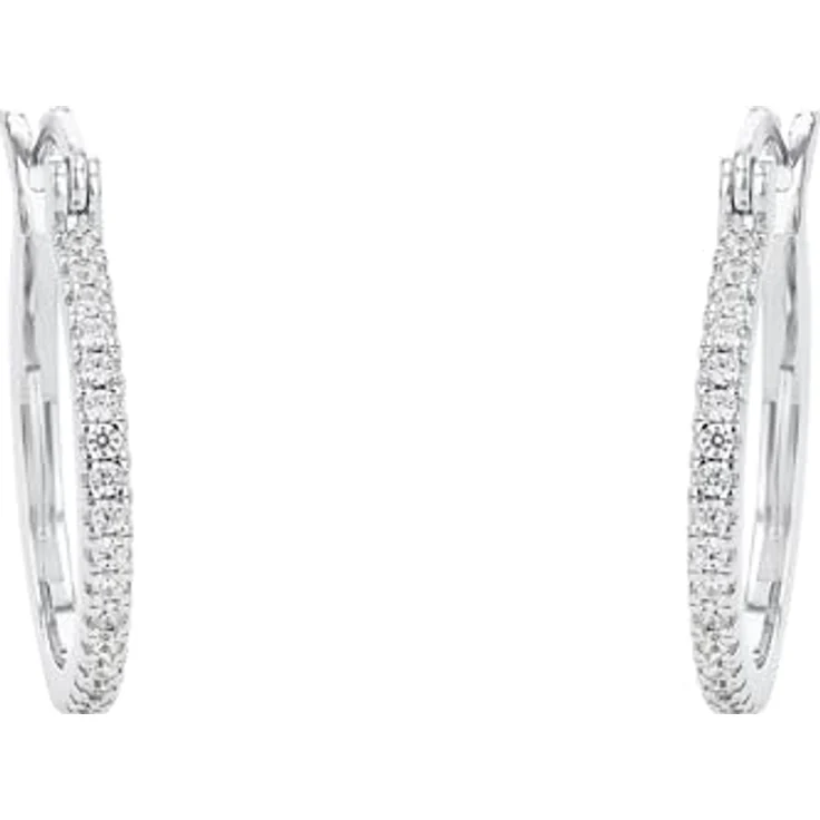 Amor Creolen 925 Sterling Silber, Damen Ohrschmuck mit Zirkonia synth., 2,1 cm, Silber, in Geschenkbox – Bild 2
