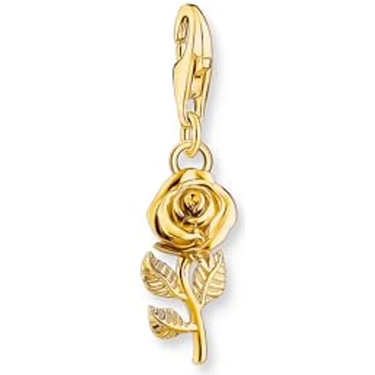 THOMAS SABO Charm-Einhänger Rose, dreidimensionaler Charm mit Gravurlinien und stilisierten Blättern – Bild 1