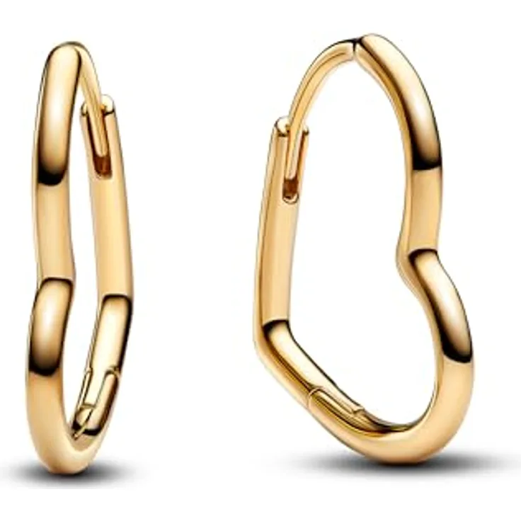 PANDORA Moments Asymmetrisches Herz Ohrringe, Sterling Silber mit vergoldeter Metalllegierung, minimalistischer Design