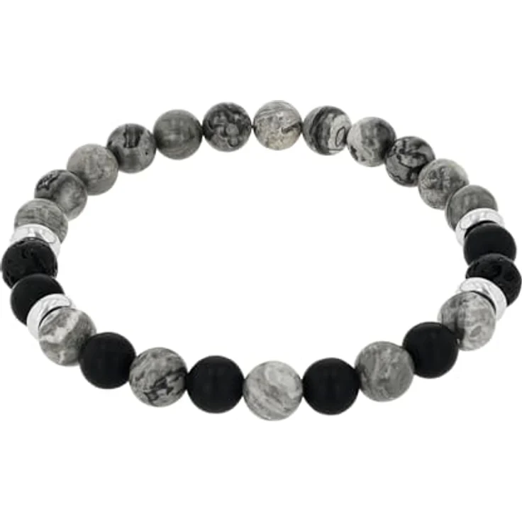 Amor Herren Armband aus Edelstahl mit Jaspis, 19 cm, Schwarz, in Schmuck Geschenk Box, 2040294 – Bild 1