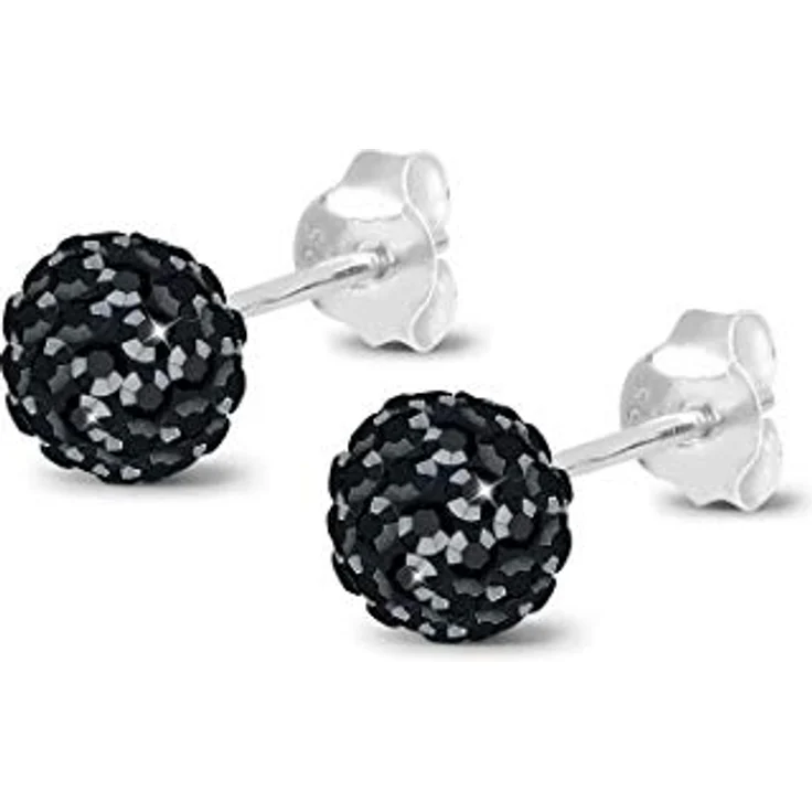 Elli Ohrstecker Kugel Elegant aus 925 Sterling Silber mit Kristallen, handgefertigter Echtschmuck für Damen, in türkiser Samtverpackung – Bild 3