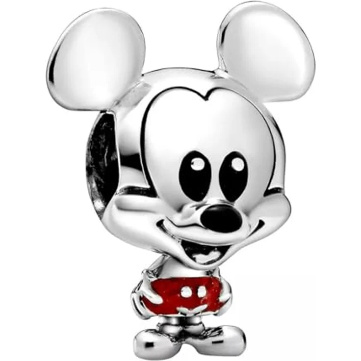 PANDORA DISNEY Charm "Mickey", handverarbeitetes Sterlingsilber mit Emaille in Schwarz und Rot – Bild 1