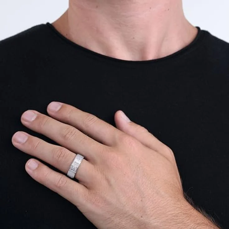 Amor Edelstahl Herren Ring, Silber, 7 mm Breite, Drachenmotiv, gravierbar, in Schmuck Geschenk Box – Bild 2