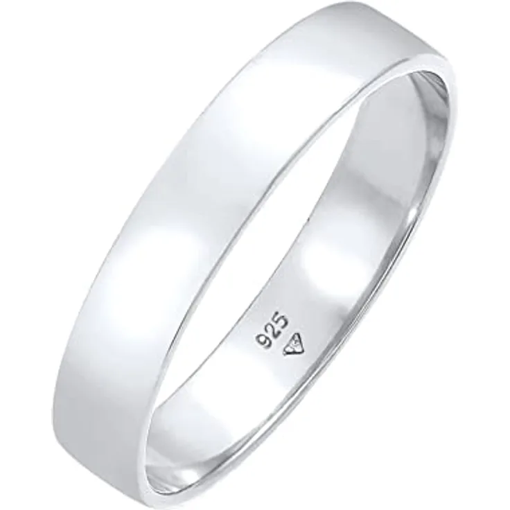 Kuzzoi Herrenring Bandring aus 925 Sterling Silber, massiv handgefertigt, poliert, Ringgröße 60, 4.5 mm