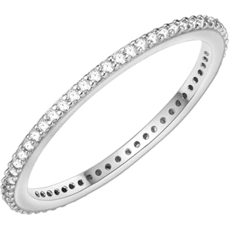 Glanzstücke München Damen-Ring Sterling Silber, Zirkonia Weiß, Memory Ring, filigran, Gr. 48 (15.3) – Bild 3