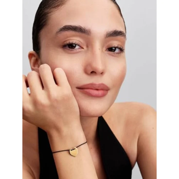 PANDORA Gravierbares Herz Armband mit schwarzer Kordel und Schiebeverschluss, 14K vergoldete Metalllegierung, Größe: 28cm, 564420C01-2 – Bild 4
