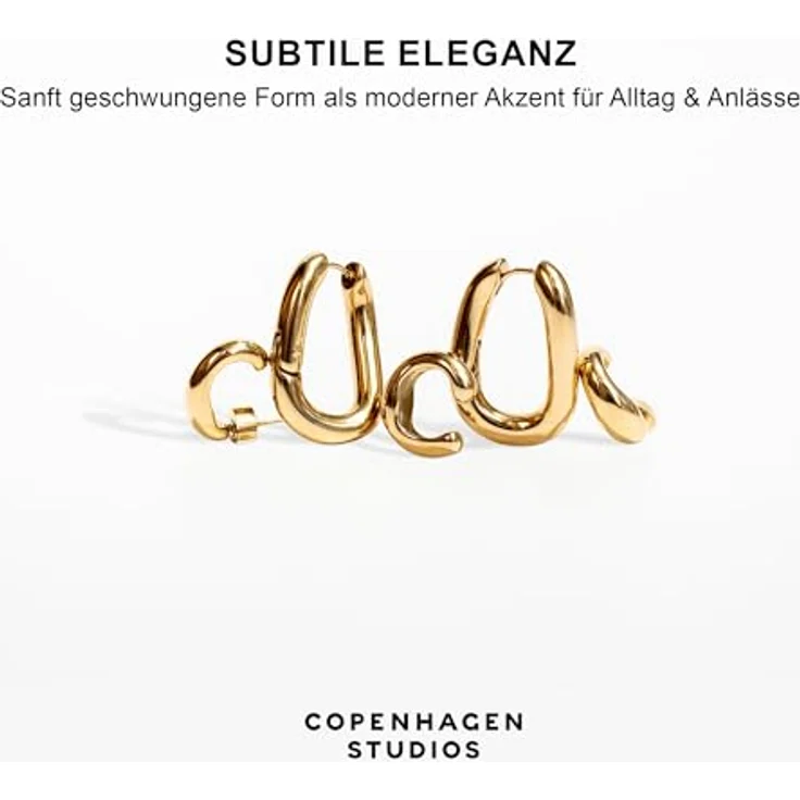 COPENHAGEN STUDIOS Organics Studs, Damen-Ohrstecker aus 14K vergoldetem Edelstahl, gold, wasserfest & hautfreundlich, 17 mm Durchmesser – Bild 5