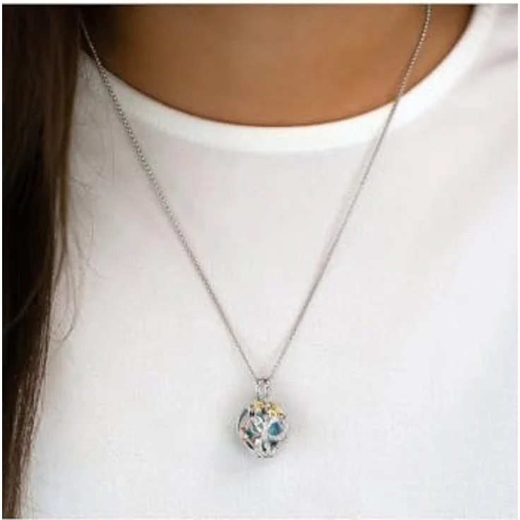 Engelsrufer Heaven Tricolor Klangkugel Anhänger, rhodiniert, mit 925er Sterlingsilber Kette und Zirkonia, verstellbar, nickelfrei, Allergiker geeignet – Bild 5