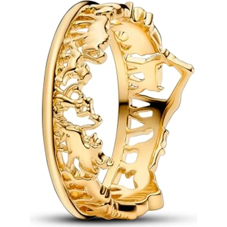 PANDORA Disney Der König der Löwen Ring, aus Sterling Silber mit vergoldeter Metalllegierung, Größe: 54, detailreiche Tiermotive – Bild 1