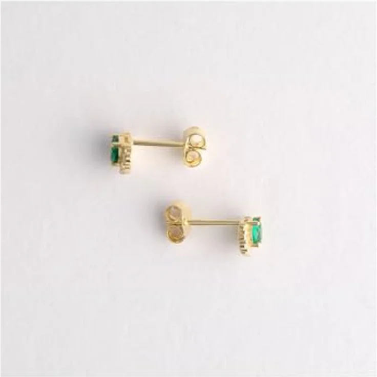 FAVS Ohrstecker 89181674, goldene Ohrringe aus Silber 925 mit Zirkonia-Besatz in Grün und Weiß, 0,6 cm – Bild 4