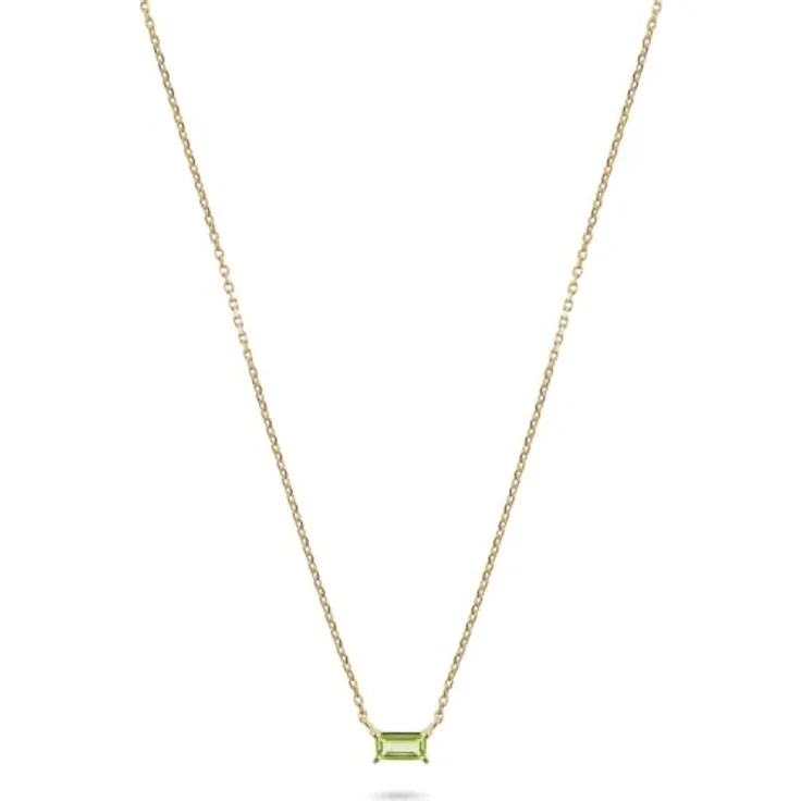 CHRIST Damen-Halskette 585er Gelbgold mit grünem Peridot im Smaragdschliff, One Size, 32031847
