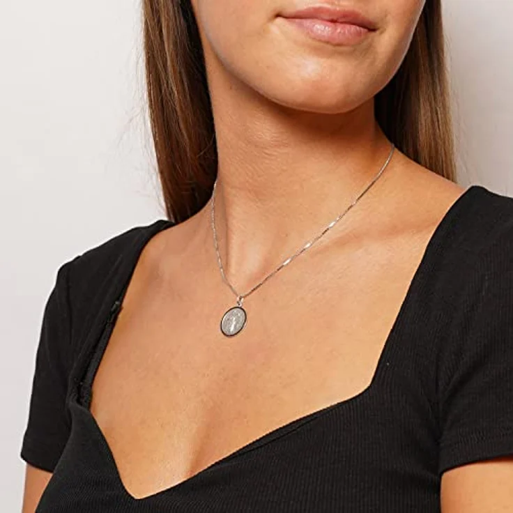 trendor Halskette mit Schutzengel-Anhänger Ø 18 mm, 925 Silber, Venezianer-Kette 50 cm, elegantes Schmuckstück für Damen und Herren – Bild 5