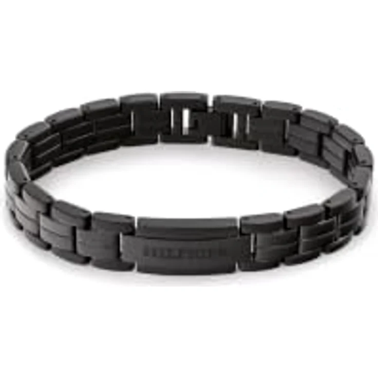 Tommy Hilfiger Herren-Gliederarmband, Edelstahl, Schwarz, verstellbar, mit sicherem Schnallenverschluss