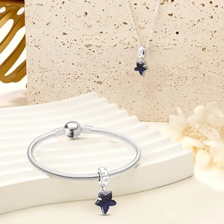 Ruaidhra Sterling Silber S925 Galaxie Stern Charm Set mit Beads, Blume, Glühwürmchen und Schildkröte für Armbänder, Geschenkbox für Damen und Familie – Bild 2